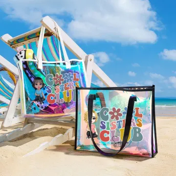 Discover Personalised Cool Sisters Club Cartoon Character Holographic Clear Tote Bag with Name Daily Use Birthday Gift for Women Girls