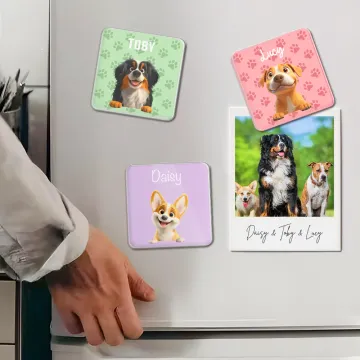 Discover Personalised Cute Paw 3D Cartoon Dog Acrylic Fridge Magnet with Name Birthday Anniversary Gift for Dog Dad Dog Mom Pet Lovers