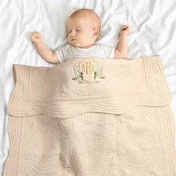 Discover Personalised Embroidered Cute Sage Mallard Duck Monogram 100% Cotton Soft Baby Quilt Blanket with Monogram Baby Shower Gift for Newborns
