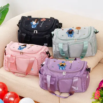 Discover Personalised Cartoon Fashion Girl Birth Flower Multi-compartment Travel Bag with Name and Shoulder Strap Travel Essentials Birthday Gift for Women