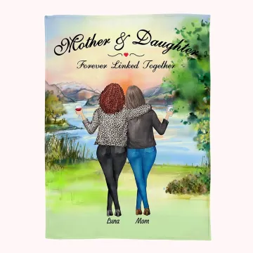 Discover Personalised Mother and Daughter Forever Linked Together Blanket Mother's Day Thanksgiving Day Gift