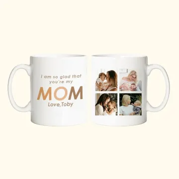 Discover Personalised Gradient Text 11oz/15oz Ceramic Mug with 4 Collage Photos Mother's Day Birthday Gift for Mom Grandma