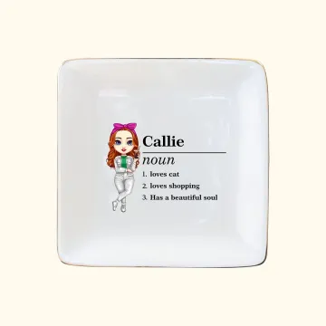 Discover Personalised Cartoon Character Name Definition Ceramic Trinket Jewellery Dish with Name Birthday Bridesmaid Party Gift for Women