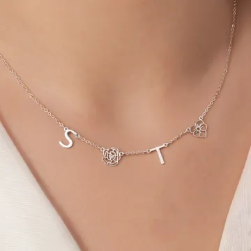 Discover Personalised Dainty 1-6 Birth Flower Birthstone Initial Women Necklace Mother's Day Birthday Anniversary Gift for Her