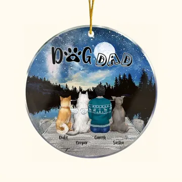 Discover Personalised Dog Mom or Dog Dad Round Acrylic Hanging Ornament with Night Starry Sky Background Christmas Birthday Father's Day Gift for Dog Lover
