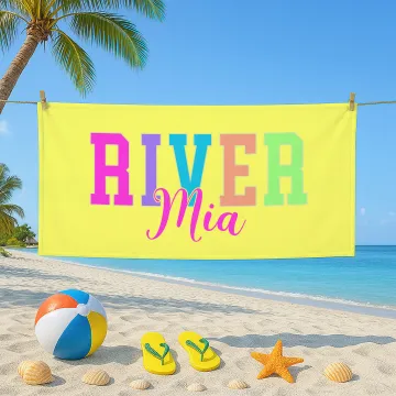 Discover Personalised Summer Theme Title Oversized Quick Dry Microfiber Beach Towel with Name Travel Essentials Birthday Gift for Women