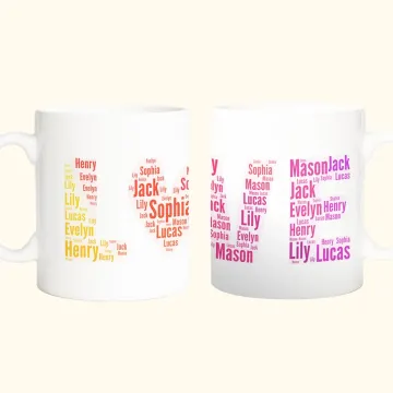 Discover Personalised Gradient Love Family Ceramic Coffee Mug with 2-20 Names Thanksgiving Day Christmas Gift for Grandparents Mother