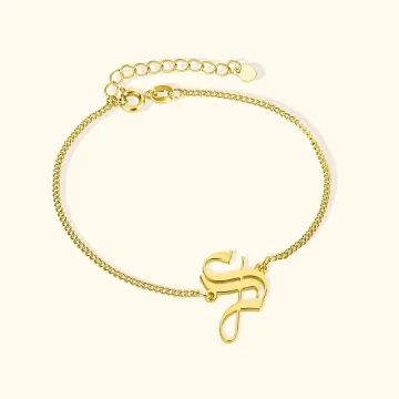 Discover Personalised Gothic Old English Initial Bracelet Mother's Day Birthday Gift for Women