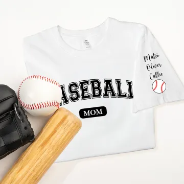 Discover Personalised Football Baseball Sports Ball Multicolour T-Shirt with 1-6 Kid Names Birthday Sports Event Cheer Accessories Game Day Gift for Family