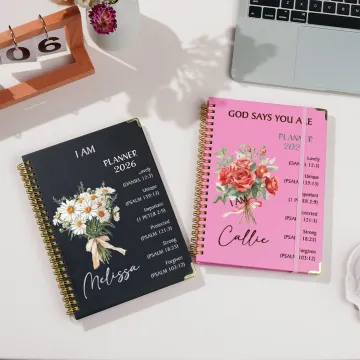Discover Personalised Flower Bouquet Bible Verse Planner 2026 Spiral A5 Notebook with Weekly Monthly Planning Pages Birthday Religious Gift for Christian