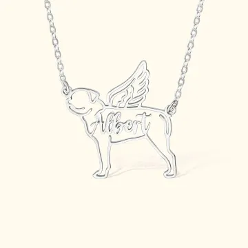 Discover Personalised Dog Breed Necklace with Angel Wings and Name Memorial Jewellery Gift for Women Girl Pet Lover