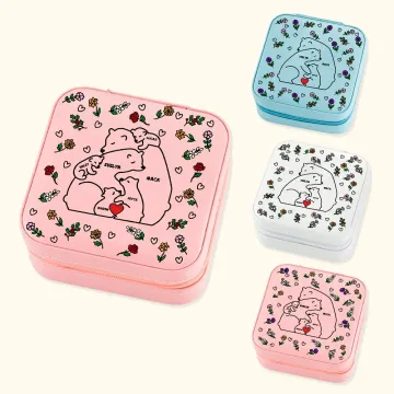 Discover Personalised Cute Love Hug Family Bear Leather Jewellery Box with Name and Birth Flower Portable Travel Accessory Birthday Mother's Day Gift for Her