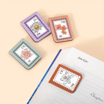 Discover Personalised Crystal Birth Flower Postage Stamp PU Leather Magnetic Bookmark Clip with Name Reading Accessory Birthday Gift for Book Lover Bookworm