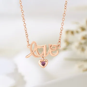 Discover Personalised 1-3 Family Heart Birthstone Love Charm Necklace Jewellery with Names Anniversary Birthday Gift for Women