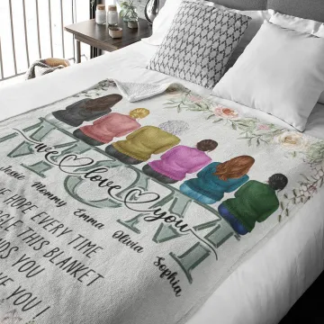 Discover Personalised Soft Family Blanket with 1-6 Names Mother's Day Christmas Gift for Mom Family