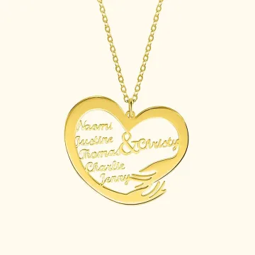 Discover Personalised Heart Necklace with 1-6 Names Gift for Her Mother's Day Gift