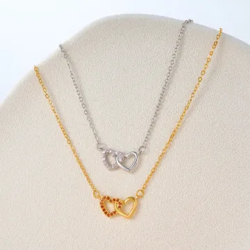 Discover Personalised Double Hearts Infinity Necklace with Birthstone Dainty Jewellery Birthday Anniversary Gift for Women