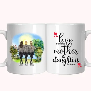 Discover Personalised Love Between A Mother and Daughters Celebration White Ceramic Mug  Mothers Day Mom Gifts