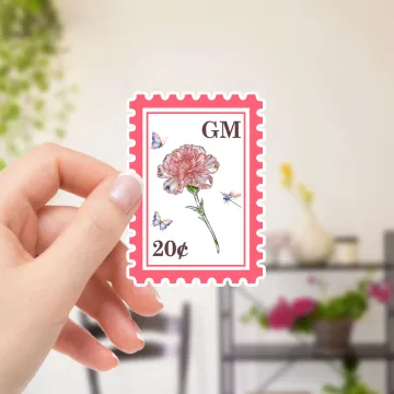 Discover Personalised Crystal Birth Flower Postage Stamp Design Stickers with Initials Face Value Biryhday Gift for Family Friends