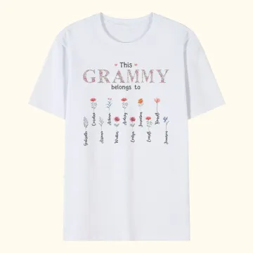 Discover Personalised This Mommy Nana Belongs To 1-16 Birth Flowers T-shirt with Name Birthday Mother's Day Gift for Mom Grandma