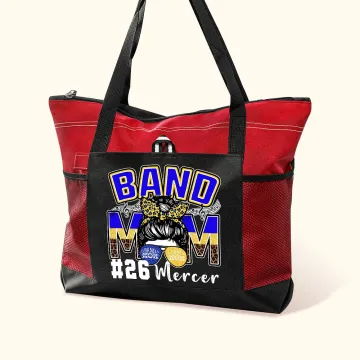 Discover Personalised Multicolour Band Mom Large Tote Bag with Name and Number Rehearsals Birthday Gift for Mother