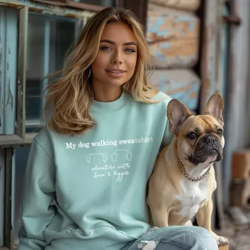 Discover Personalised My Dog Walking 1-3 Dog Ear Outlines Multicolour T-Shirt Sweatshirt Hoodie with Names Birthday Gift for Pet Lover