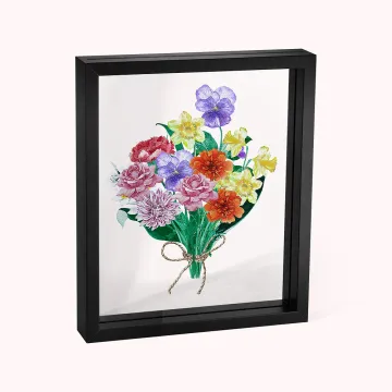 Discover Personalised Birth Month Flowers Family Bouquet Glass Photo Frame Birthday Christmas Mother's Day Gift for Mom Grandma