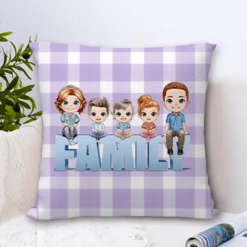 Discover Personalised 1-5 Cartoon Characters Family Throw Pillow Cover Home Decor Birthday Anniversary Housewarming Gift for Family