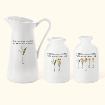 Discover Personalized Retro 1-10 Birth Flower Ceramic Flower Vase with Name Christmas Birthday Gift for Sisters Besties