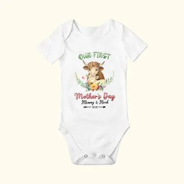 Discover Personalized Our First Mother's Day Baby Onesie with Cute Animal and Name Mother's Day Gift for Newborn