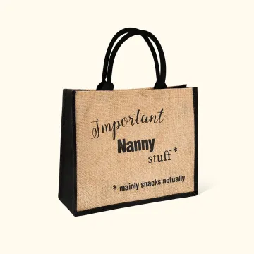 Discover Personalised Jute Burlap Important Nana Large Capacity Tote Bag Shopping Bag Gift for Mom Grandma