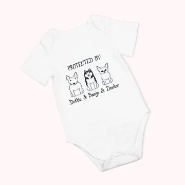 Discover Personalised Protected By Pet Cotton Baby Onesie Birthday Gift Christmas Gift for Baby or New Mother