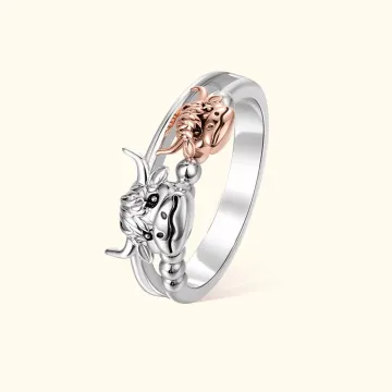 Discover Personalised Cute Highland Cow Sterling Silver Ring with Engraved Text Birthday Mother's Day Gift for Women Highland Cow Lover
