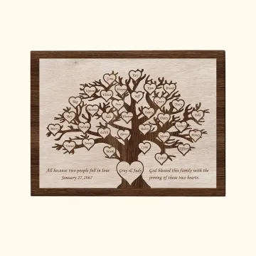 Discover Personalised Family Tree Frameless Canvas Painting  with Heart Names Decoration