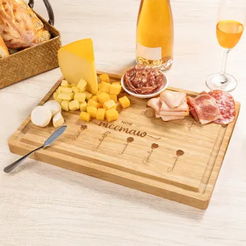 Discover Personalised Engraved Birth Flower FSC Bamboo Charcuterie Chopping Board with Name and Juice Groove Birthday Home Decor Gift for Mom Grandma