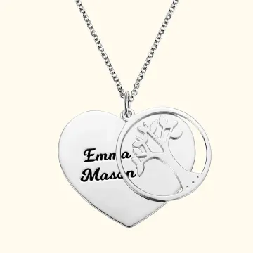 Discover Personalised 1-13 Names Heart Necklace with Family Tree