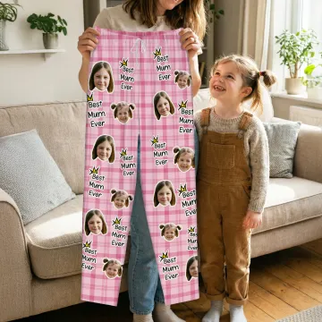 Discover Personalised Multicolor Best Crown 1-4 Face Photos Soft Pyjama Pants with Nickname Mother's Day Father's Day Birthday Gift for Mom Dad Family