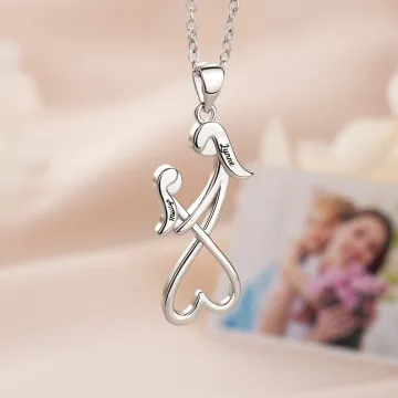 Discover Personalised Heart-Shaped Mother-Daughter Hug Necklace with Name Dainty Jewellery Daily Wear Mother's Day Gift for Mom Grandma