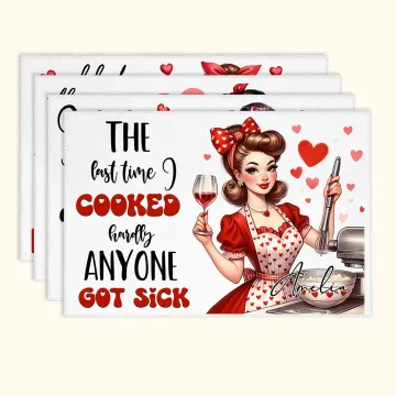 Discover Personalised Beautiful Elegant Women Pattern Kitchen Place Mat with Name Set of 4 Birthday Housewarming Gift for Her