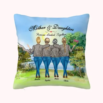 Discover Personalised Mother and Daughter Forever Linked Together Lakeside Vew Throw Pillow Cover Gift for Mom for Living Room
