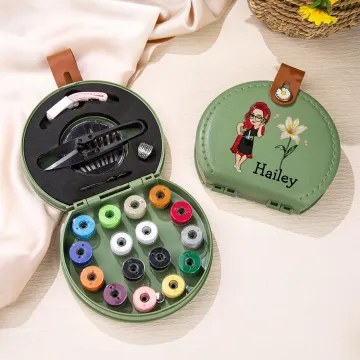 Discover Personalised Birth Flower Cartoon Character Sewing Tool Box with Name Daily Storage Birthday Gift for Sewing Lovers