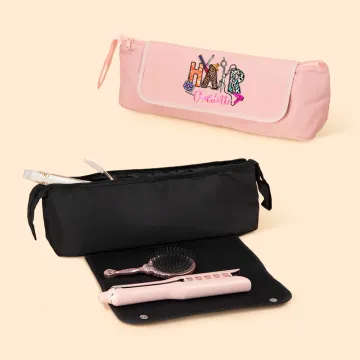 Discover Personalised Scissor Leopard Print Portable Hair Tool Storage Bag with Heat Resistant Mat and Name Birthday Travel Accessories Gift for Women