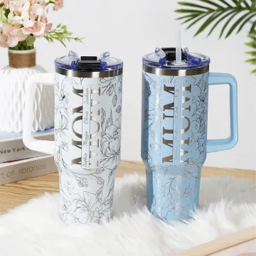 Discover Personalised Multicolour Floral Mom 40 oz Tumbler with 1-8 Names  and Straw Travel Accessories Mother's Day Birthday Gift for Mother Grandma