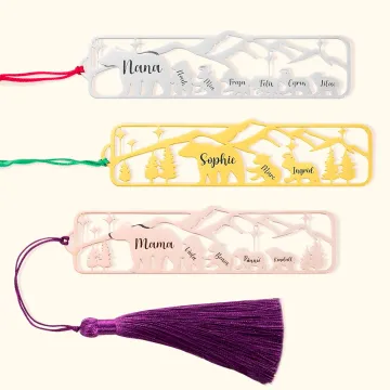 Discover Personalised Mama Bear Family Bookmark with Name Tassel Reading Enthusiast Essential Birthday Christmas Gift for Family Book Lover