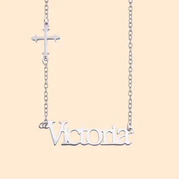 Discover Personalised Minimalist Sideway Cross Necklace with Name Religious Jewellery Christening Baptism Birthday Gift for Her