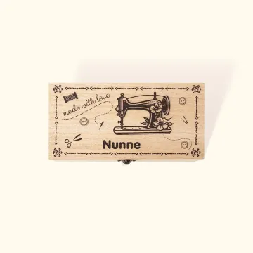 Discover Personalised Made With Love Sewing Machine Pattern Wooden Storage Box with Name Birthday Gift for Seamstress Sewing Enthusiast