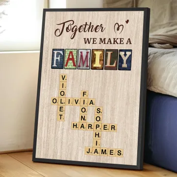 Discover Personalised Together We Make A Family Crossword Art Poster Frameless Framed Painting with Name Home Decor Housewarming Gift for Family Members