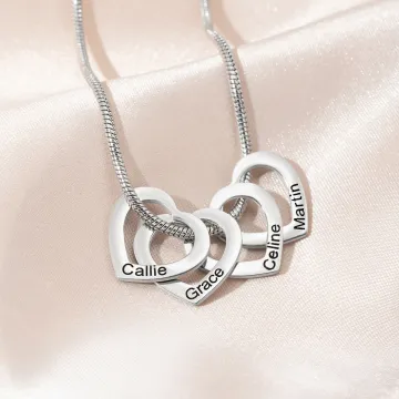 Discover A Wearable Tribute to Your Whole Family - Personalised 1-12 Engraved Names Heart Outline Pendant Necklace
