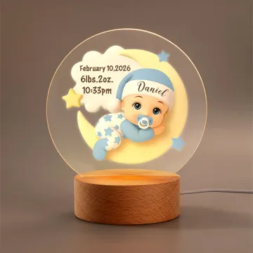 Discover Personalised 3D Clay-Style Baby Appearance LED Night Light with Name Date and Birth Information Room Decor Baby Shower Gift for Newborns