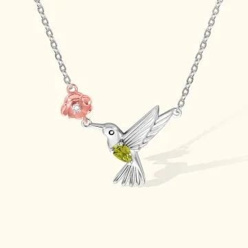 Discover Personalised Hummingbird with Birth Flower and Birthstone Necklace for Mother's Day Jewellery Gifts